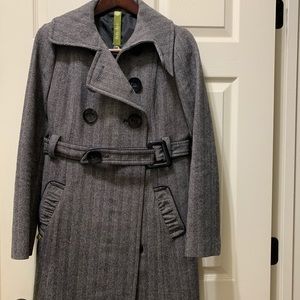Soia & Kyo herringbone wood blend belted coat